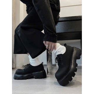 Giày derby đế combat mũi tròn da mềm đế cao 7cm size 39 đến 43 - đốc 7cm