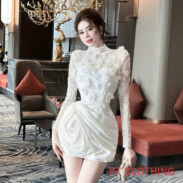 Váy Dạ Hội Ngắn Đính Hoa Kiểu Công Chúa - KT Clothing - Thiết Kế Xinh Xắn