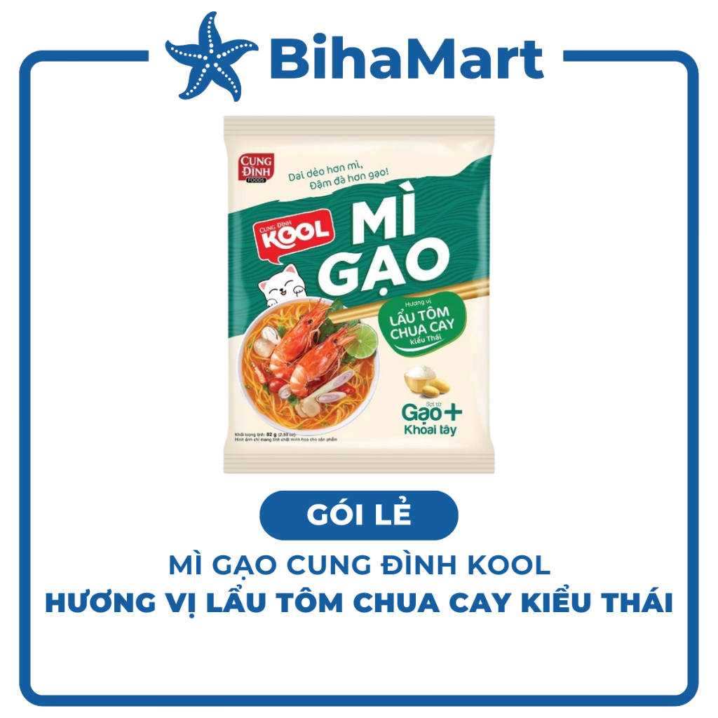 [GÓI LẺ] - AFOTECH - Mì gạo Cung Đình Kool Lẩu tôm chua cay kiểu Thái, Mì gạo tôm chua cay thái Cung