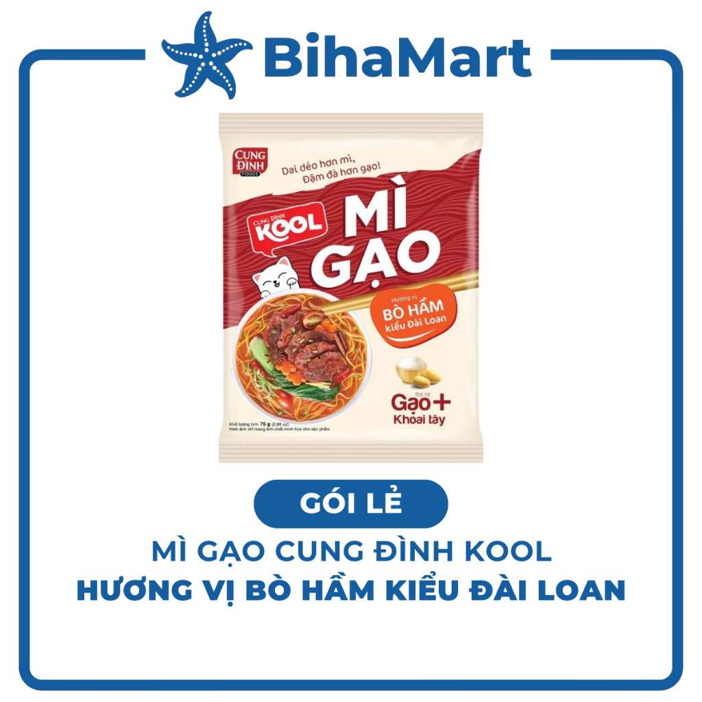 [GÓI LẺ] - AFOTECH - Mì gạo Cung Đình Kool Bò hầm kiểu Đài Loan, Mì gạo Bò hầm Đài Loan Cung Đình Ko