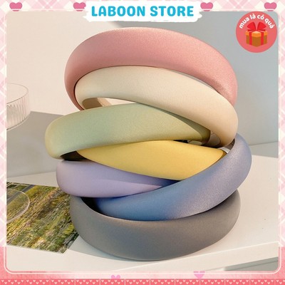 Băng đô tóc LABOON cài tóc chất liệu lụa satin tone màu pastel phong cách tiểu thư