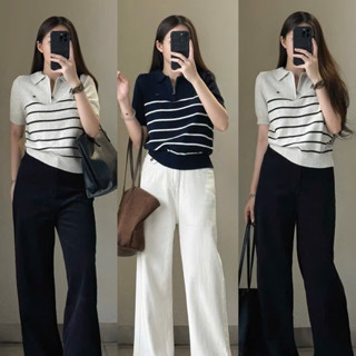 [ Bigsize 55-100kg] Áo polo len mongtoghi ngựa kẻ ( chất hè mát)