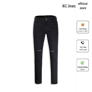 Quần jean nam ống bó streetwear,quần bò nam màu đen,vải denim co giãn form slimfit ziper T702