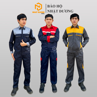  Quần áo bảo hộ lao động nam nữ Nhật Dương Đồ lao động kaki công nhân túi hộp áo dài tay 45-95kg 