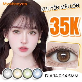 [✅KHUYẾN MÃI LỚN] Kính áp tròng   MYSTICEYES Màu Xanh Lam Lens 0 độ 14.0-14.5MM for girls lens nâu tây Len đeo