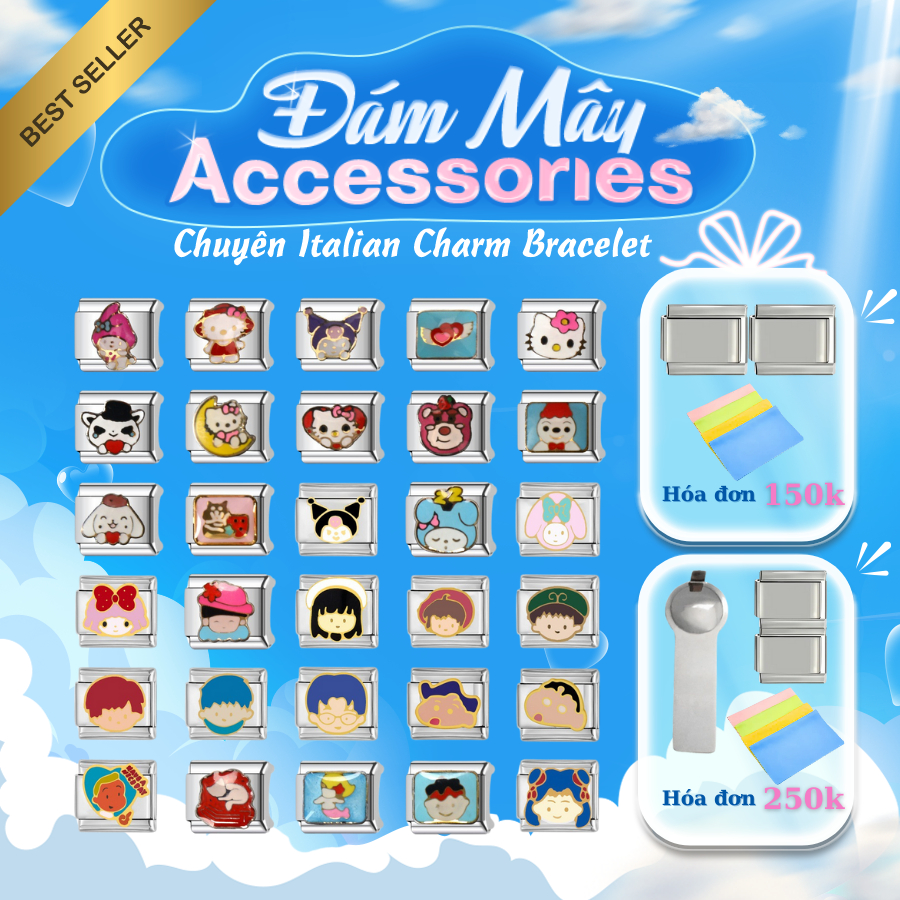 Charm Hello Kitty Kuromi Melody Powerpuff Girl Đáng Iu Vòng Tay Italian Charm