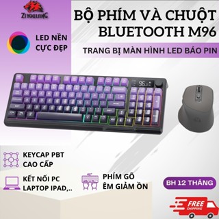 Bộ Bàn Phím Và Chuột Bluetooth Không Dây ZiyouLang M96 Màn Hình LED, Pin Trâu, Gõ Êm, Núm Xoay Media