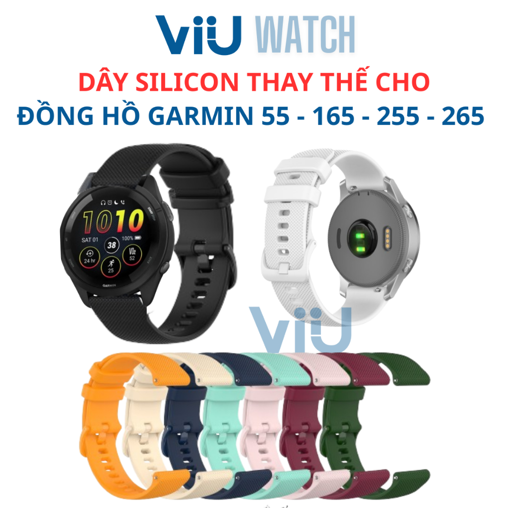 Dây Cao Su Silicon Cho Đồng Hồ Garmin Forerunner 55 165 255s 255 265s 265 Venu 2 Venu 3 ViiU - Ds06