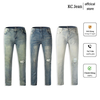 Quần jean nam ống bó streetwear,quần bò nam màu xanh vàng,xanh biển,vải denim co giãn form slimfit SK006
