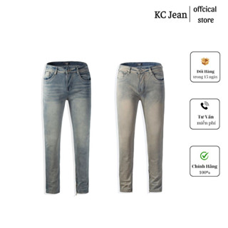 Quần jean nam ống bó streetwear,quần bò nam 2 màu xanh đậm,vàng vintage,vải denim co giãn form slimfit SK039