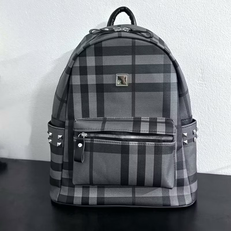 Balo Đi Học Đi Chơi Thời Trang Nam Nữ Kẻ Đen Chất Da Pu