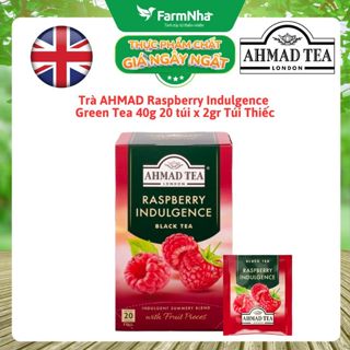  Trà Ahmad Tea Raspberry Indulgence Tea 40g 20x2g Túi Thiếc – Hương Mâm Xôi Ngọt Thanh Tươi Mát 