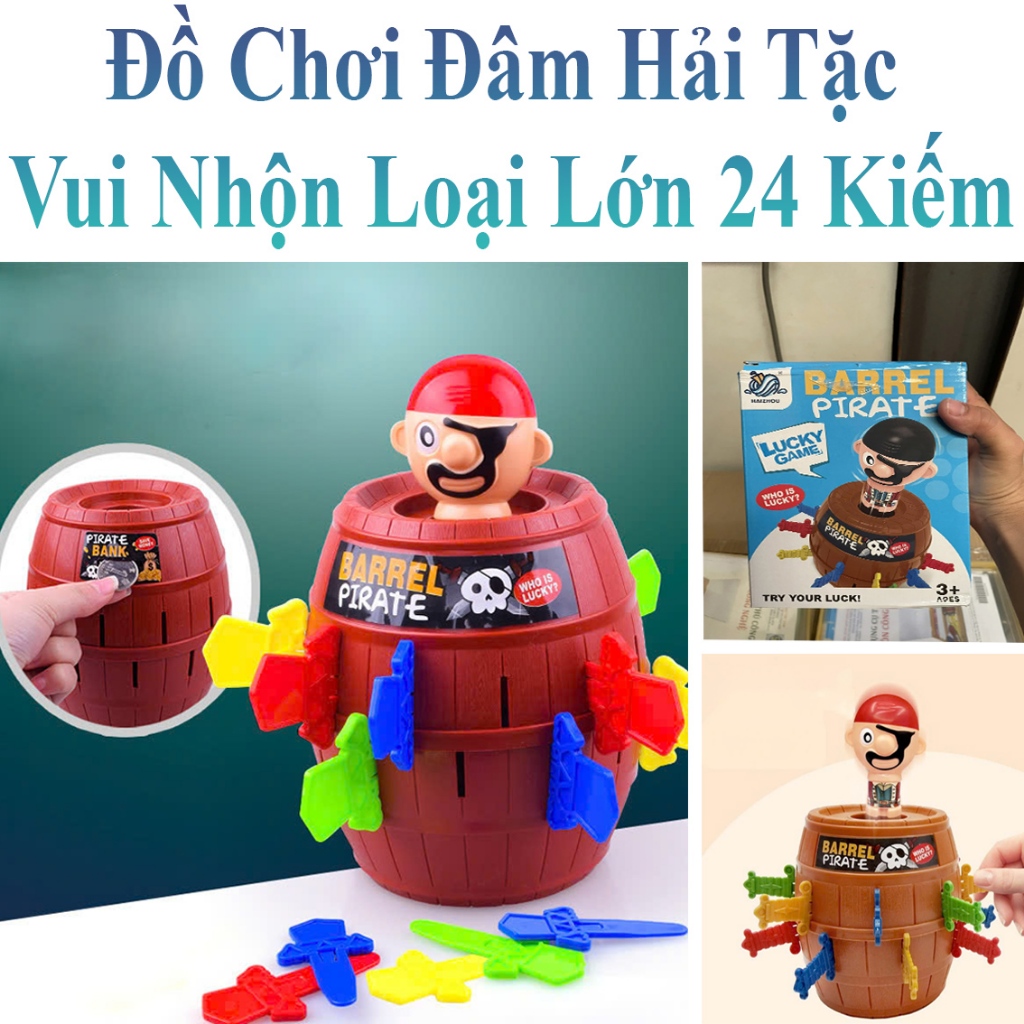 Trò chơi đâm hải tặc size lớn 24 kiếm cực vui nhộn cao cấp, Đồ chơi may mắn đâm trống hải tặc