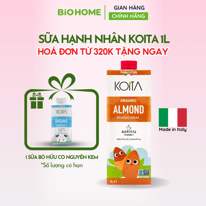 Sữa tươi hữu cơ vị hạnh nhân Koita - 1 Lit