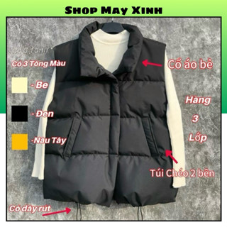Áo phao ghile nữ có dây rút sườn phong cách hàn quốc có 3 màu được trần bông dày dặn hàng loại 1