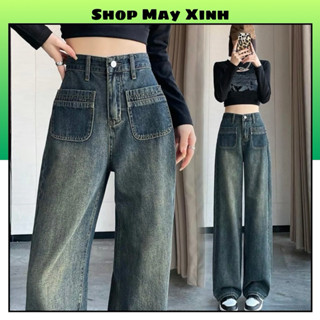 Quần jean nữ lưng cao ống suông thiết kế túi ngang phong cách hugo bassic women pants shopmayxinh