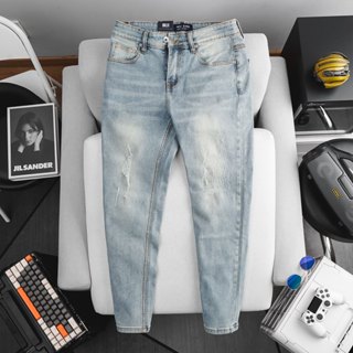 Quần jean nam ống ôm nhẹ slimfit bạc bụi xuất khẩu jean co giãn xịn