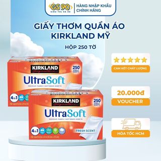 Giấy thơm quần áo Kirkland Mỹ Hộp 250 tờ giúp làm mềm vải, chống nhăn, mùi Việt Kiều