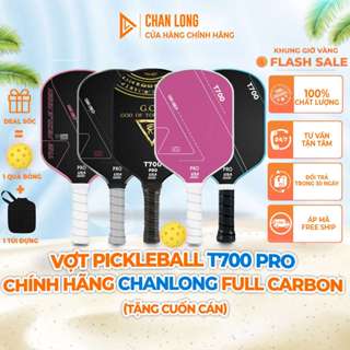 [TẶNG CUỐN CÁN] Vợt Pickleball T700 Pro Chính Hãng CHANLONG Full Carbon 16mm Mặt Nhám Cho Thi Đấu, Luyện Tập, Mới Chơi
