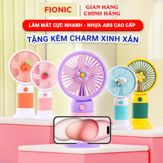 Quạt Tích Điện Mini Kèm Charm Thiết Kế Nhỏ Gọn An Toàn, Quà Tặng Kèm Bàn Chải Điện Cho Bé FIONIC ET17