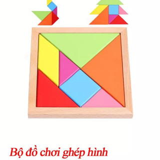 Xếp hình trí uẩn, tangram gỗ cho bé