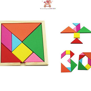Xếp hình trí uẩn, tangram gỗ cho bé