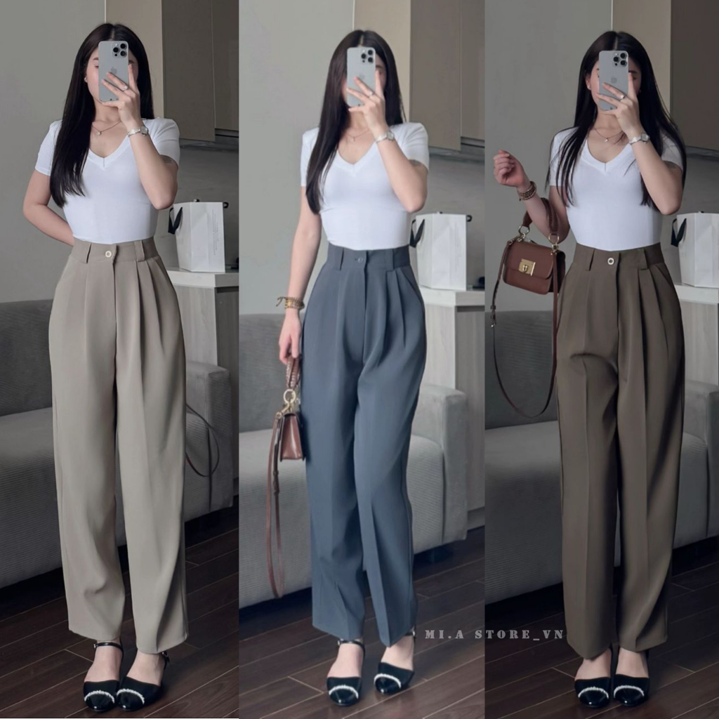 Quần Baggy Nữ Lưng Cao (Chất Gold Nhật) Mềm Mịn Dáng Thụng Dài 92cm Tôn Dáng Dễ Phối Đồ