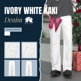 WHY.NOT - Quần Jeans Nam Ống Suông Rộng Màu Trắng - Quần Kaki Jean Trắng Kem- IVORY WHITE KAKI DENIM