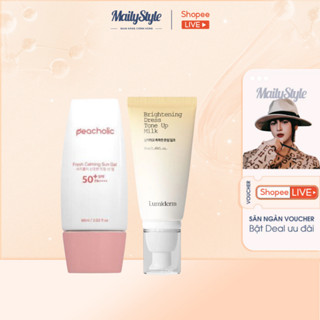 S28_Combo 1 Kem Chống Nắng Peacholic Mẫu Cũ (M37) + 1 Kem Nâng Tone Dưỡng Trắng Hộp Trắng Lumiderm Mới (M22)