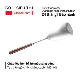 Thìa Nấu Ăn Inox Đa Năng Cán Gỗ G01 Chống Dính An Toàn Thực Phẩm Tiện Ích Cho Mọi Gian Bếp