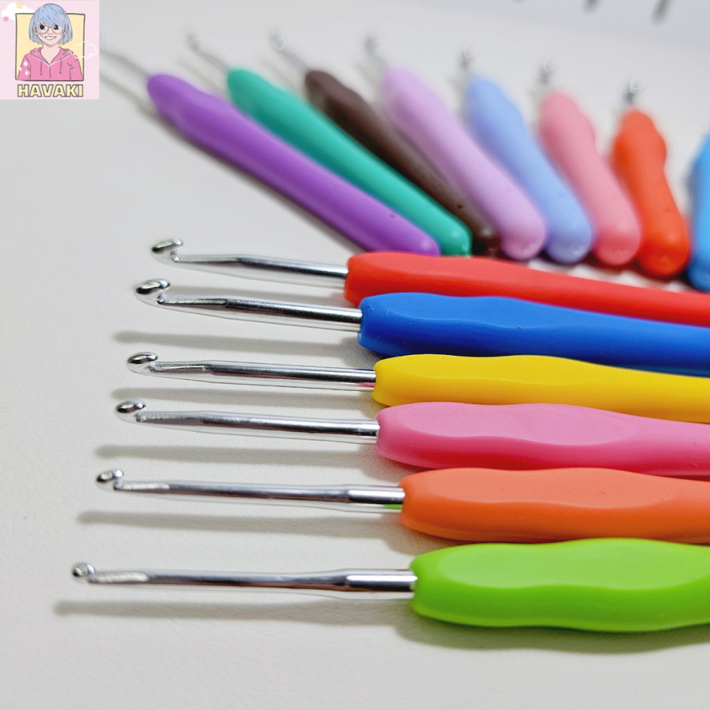 Kim móc len cán nhựa 2-10mm, kim móc len nhiều màu sắc,dụng cụ đan móc len