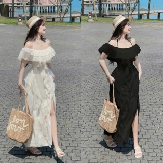 ĐẦM MAXI THIẾT KẾ BIGSIZE PHỐI BÈO BẸT VAI D507 (TÁO ĐỎ BIGSIZE 55-90KG)🍎🍎🍎