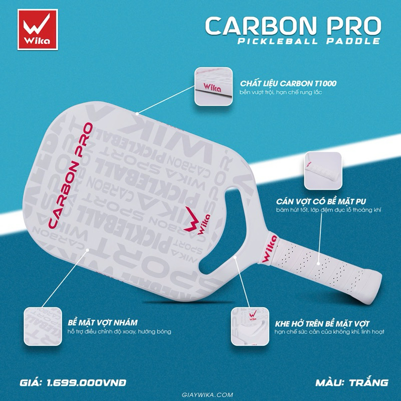 Vợt Pickleball Wika Carbon Pro Carbon T1000
