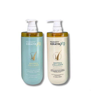 Cặp Dầu Gội Xả Voudioty Keratin X9 Biotin & Collagen 500ml, Dầu Cặp Chính Hãng An Toàn Mềm Mượt