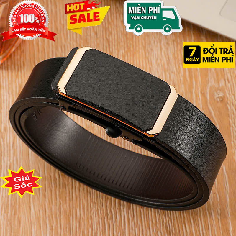 Thắt lưng nam ⚡️Giá Cực Sốc⚡️ da cao cấp, dây nịt nam khóa kim loại tự động không gỉ bảo hành 1 năm