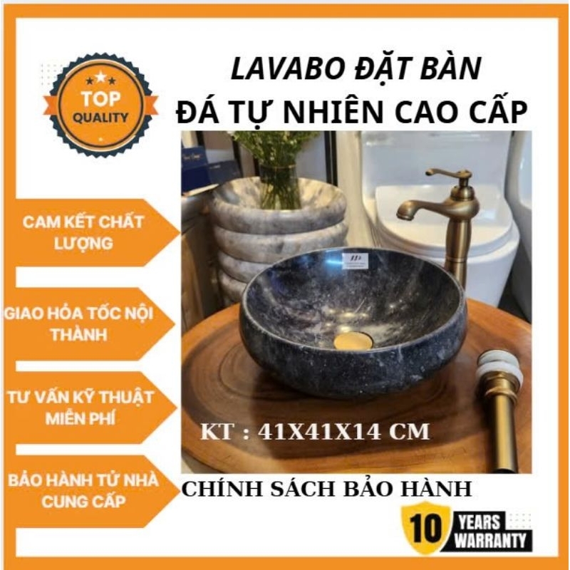 Lavabo đá tự nhiên cao cấp đen xám, chậu lavabo đá tự nhiên đen xám cao cấp