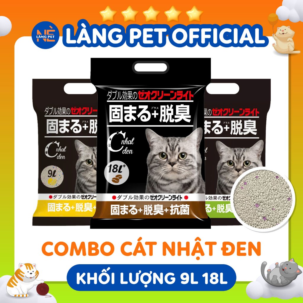 [1 TẢI 6 BỊCH] Cát Vệ Sinh Cho Mèo, Cát Nhật Đen 9L và 16L, hạn chế bụi, khử mùi cao, mùi thơm lâu