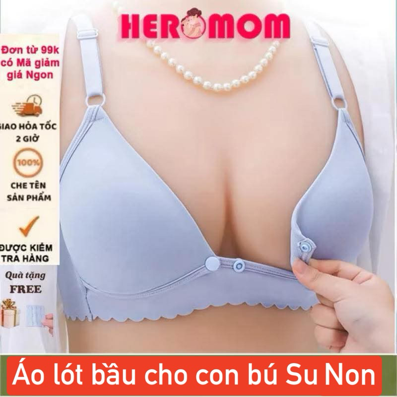 Áo lót bầu SU NON cho bé con bú không gọng Nâng Ngực chống chảy xệ đồ lót chip bà bầu Heromom Store