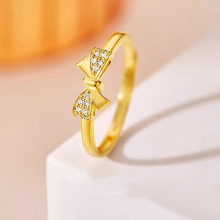  Nhẫn nơ vàng đính đá kim cương nhân tạo nữ dễ thương 