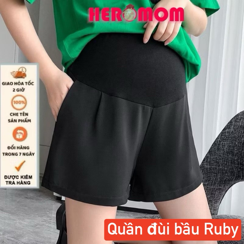 Quần đùi bầu RUBY mùa hè đi chơi mặc nhà thiết kế cao cấp đẹp giá rẻ Heromom Store