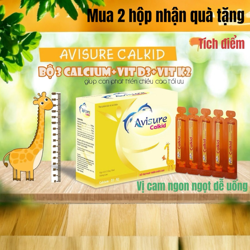 Avisure Calkid - Canxi nano cho trẻ (Hộp 30 ống) bổ sung canxi d3 k2- CANXI GIÚP TRẺ TĂNG CHIỀU CAO