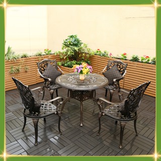 Bàn Ghế Nhôm Đúc Nhập Khẩu [D100cm] – Bền 20 Năm, Không Han Gỉ, Kê 4-6 Ghế