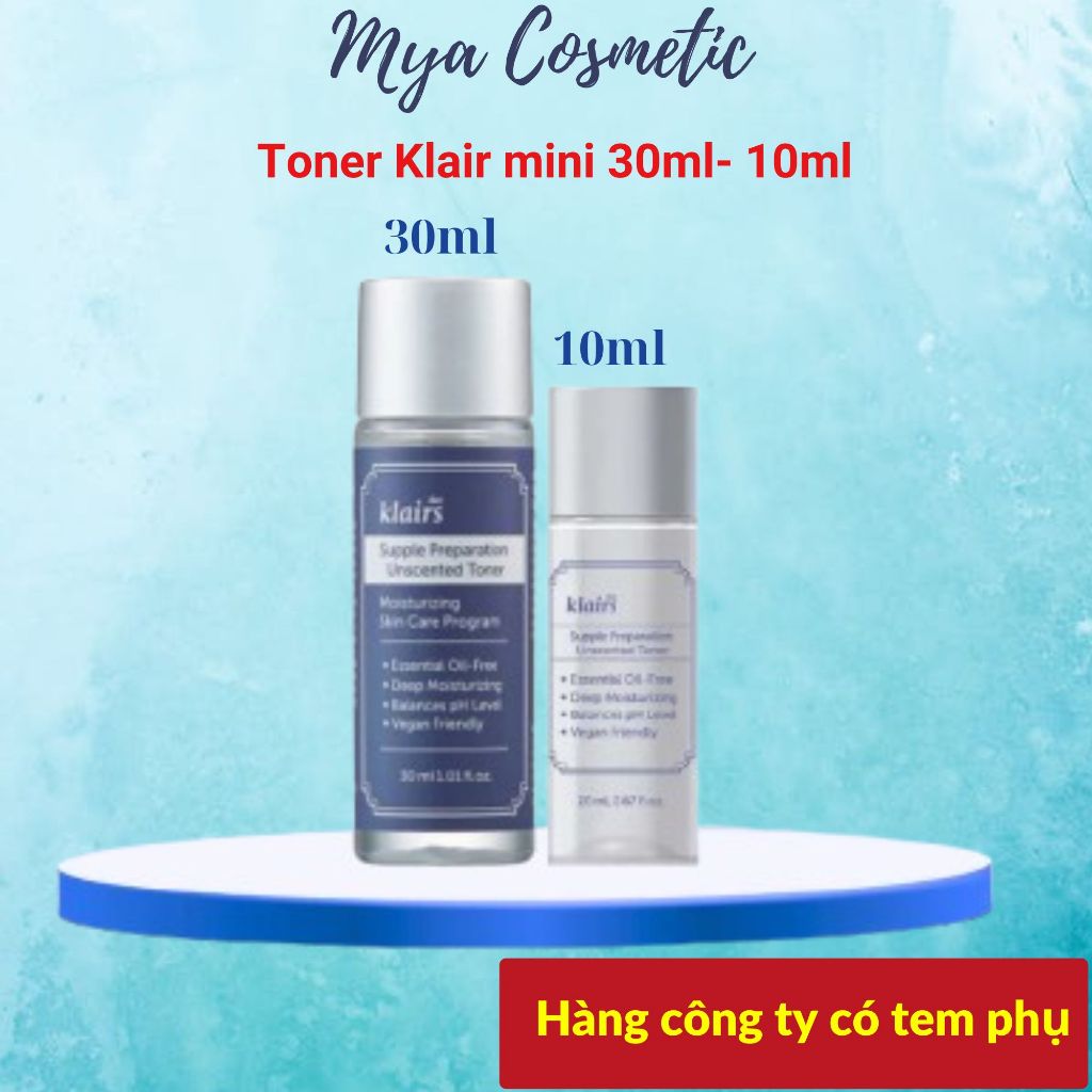 Nước hoa hồng Klairs Supple Preparation Toner MINI 10ML 20ML 30ML