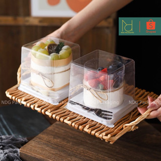 10 Hộp nhựa vuông đựng bánh đế tròn kèm nĩa [XY902]