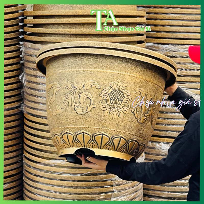Chậu nhựa giả đồng,Chậu không lỗ trồng sen,súng,nuôi cá hàng Cao Cấp siêu dày,bền,đẹp