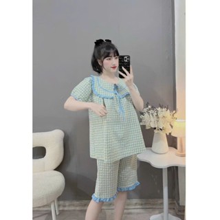   45-110kg  Bộ đồ bầu và sau sinh Bigsize dáng lửng chất đũi lụa cực mát 