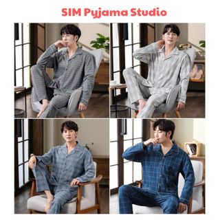 Đồ bộ mặc nhà pyjama đồ ngủ cho nam chất cotton Quảng Châu họa tiết đơn giản hợp mọi lứa tuổi SIM - Pyjama Studio