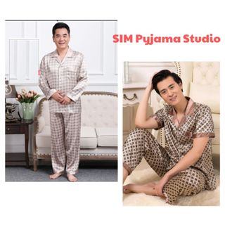  Đồ bộ pyjama nam trung niên đồ mặc nhà cho ông bố chất lụa Quảng Châu cao cấp - món quà tặng ý nghĩa sang trọng  SIM 