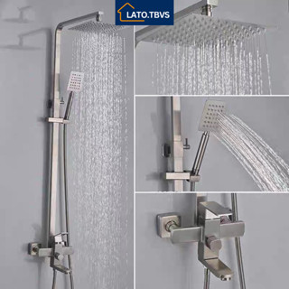 Sen Cây Tắm Đứng LATO Inox SUS 304 Chống Han Gỉ Chống Bám Cặn Canxi Vòi Sen Cây Vuông Nóng Lạnh 3 Chế Độ Xả BH 5 Năm