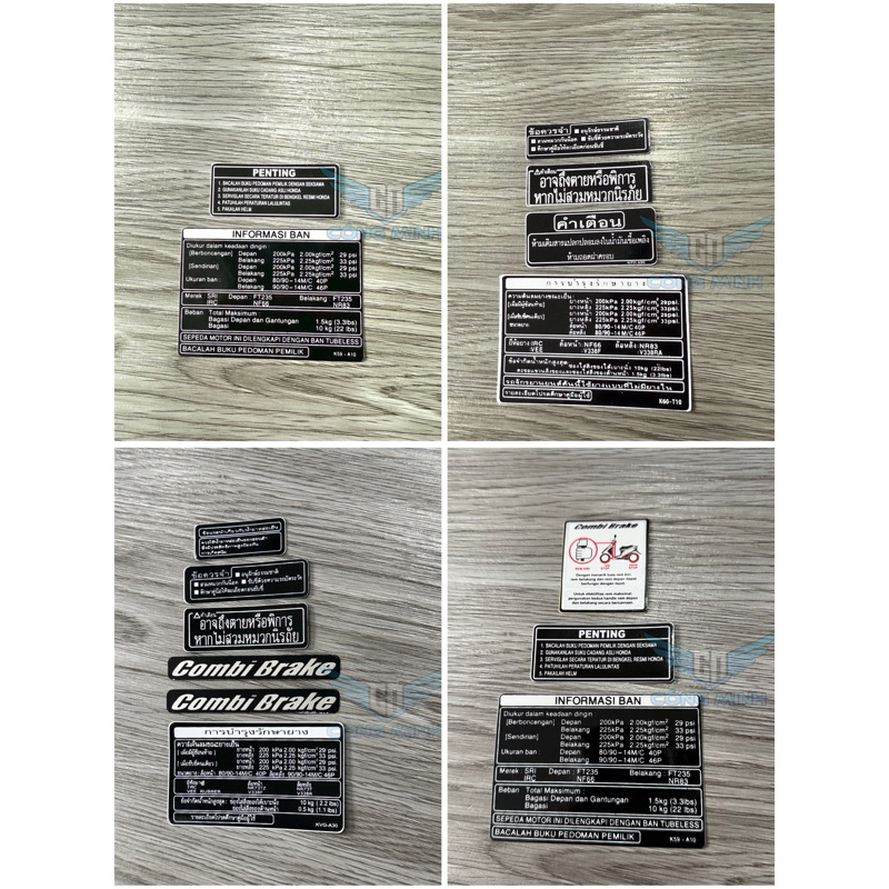 Tem Decal Thông Số Chữ Thái Dán Vario/Click 2015-2025